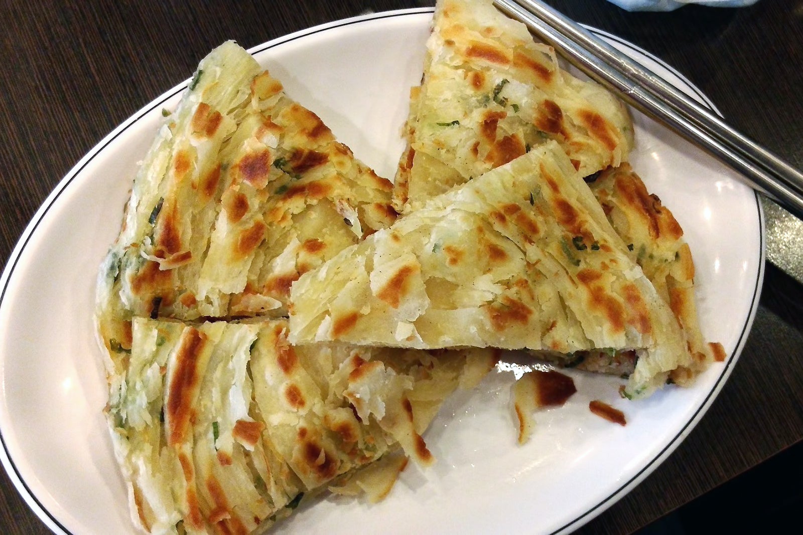 پنکیک پیازچه با گوشت خوک - Scallion pancake with pork