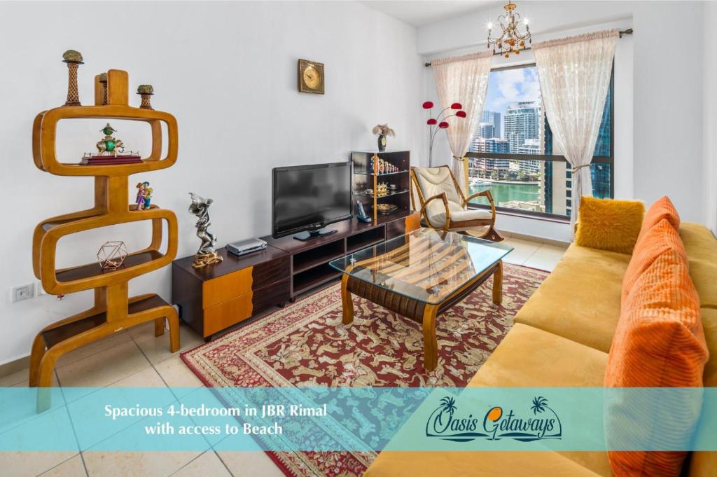 هتل اسپیشس 4-بد این جی بی آر ریمال وید اکسس تو بیچ! - Spacious 4-bed in JBR Rimal with access to Beach!
