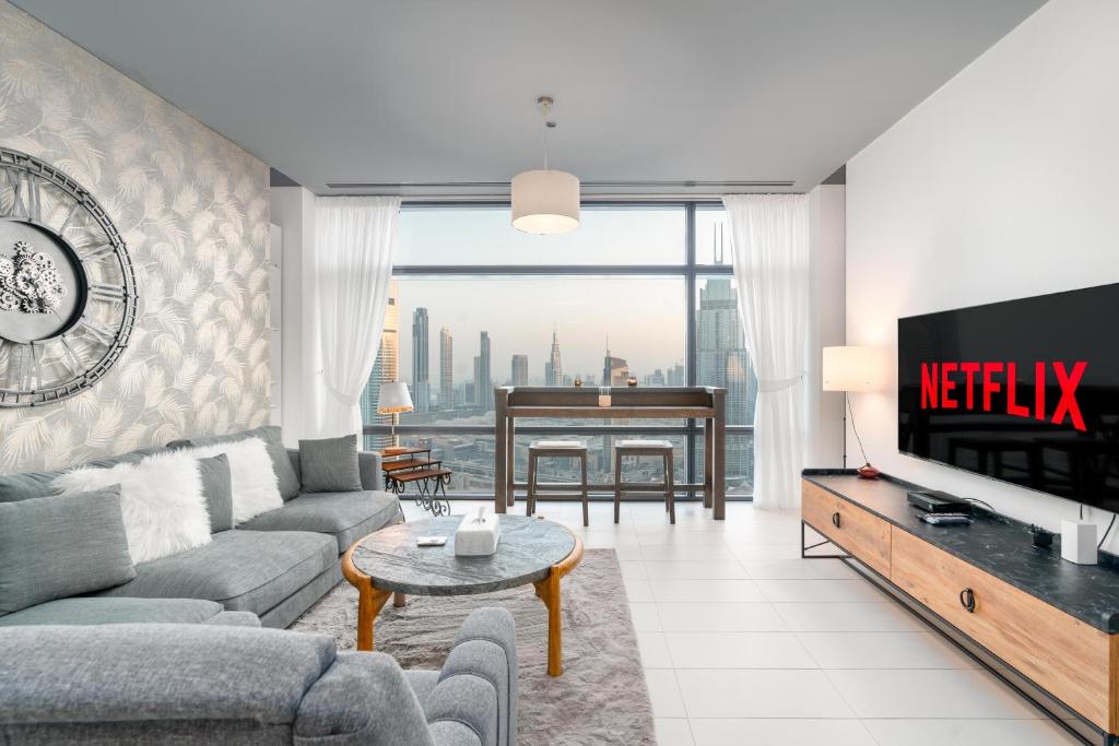 هتل واکِی لتینگز - مادن 1 بد وِیث بیوتیفُل برج ویوَز اَت دی IFC - Vacay Lettings - Modern 1 bed with beautiful Burj views at DIFC